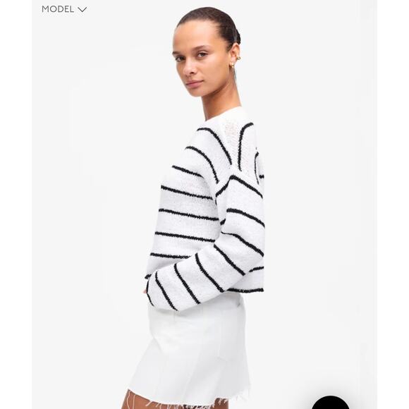 NWT Madewell Boatneck Pullover Sweater Black White Size XXL Retail $110 - Picture 2 of 11